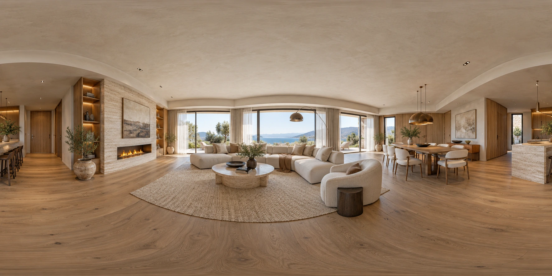 Temsili 360 derece demo için hazırlanmış modern bir salon panoraması